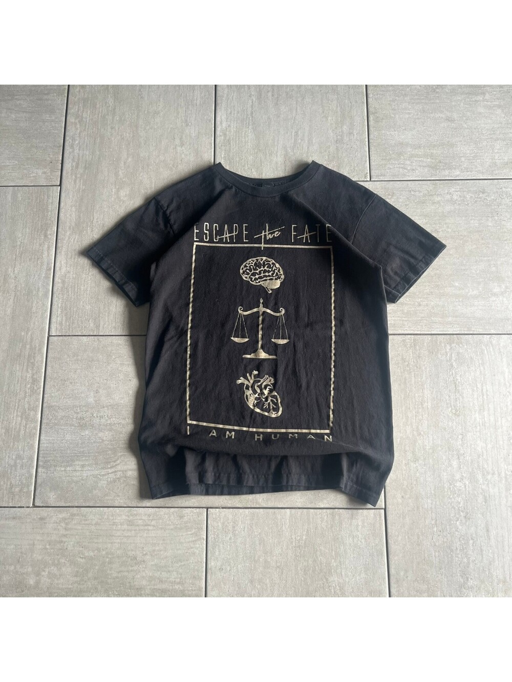 Tultex Black Graphic Tee Escape the Fate Band Tee Size Small Cotton T-Shirt